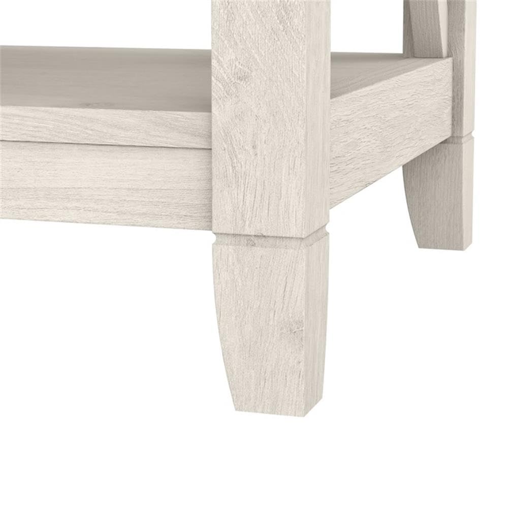 Linen White Oak Console Table with Drawers and Shelves D754