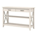 Linen White Oak Console Table with Drawers and Shelves D754