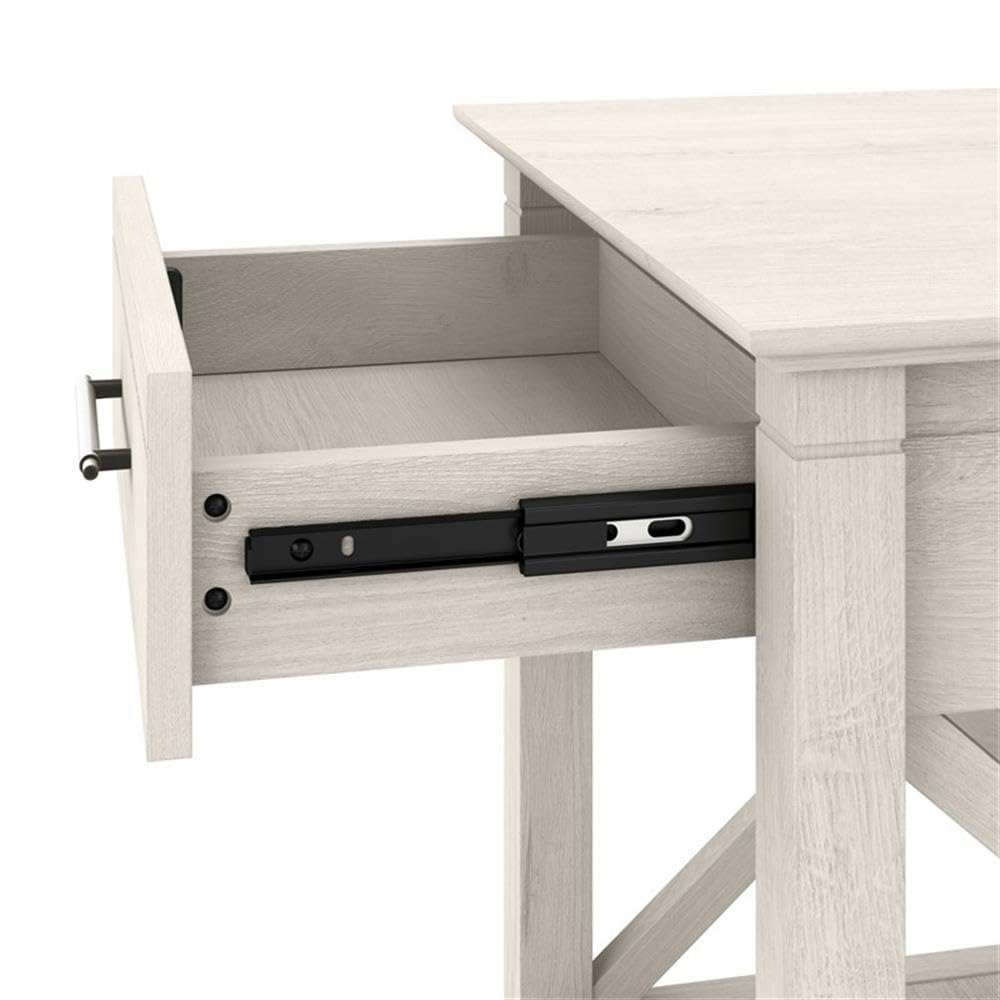 Linen White Oak Console Table with Drawers and Shelves D754