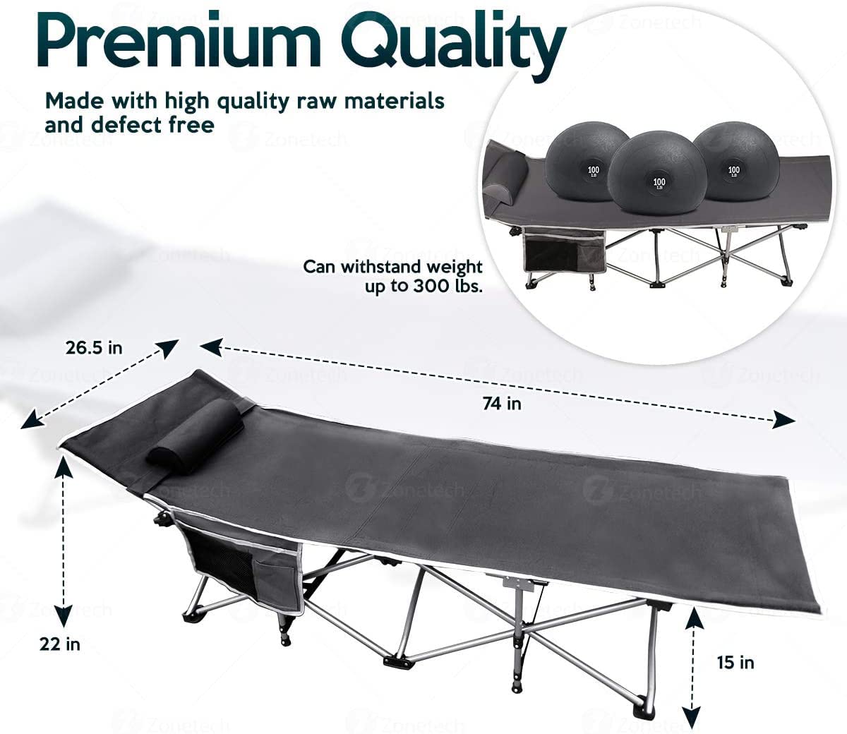 Folding Lightweight Portable Heavy Duty Travel Cot with Large Pocket N114263
