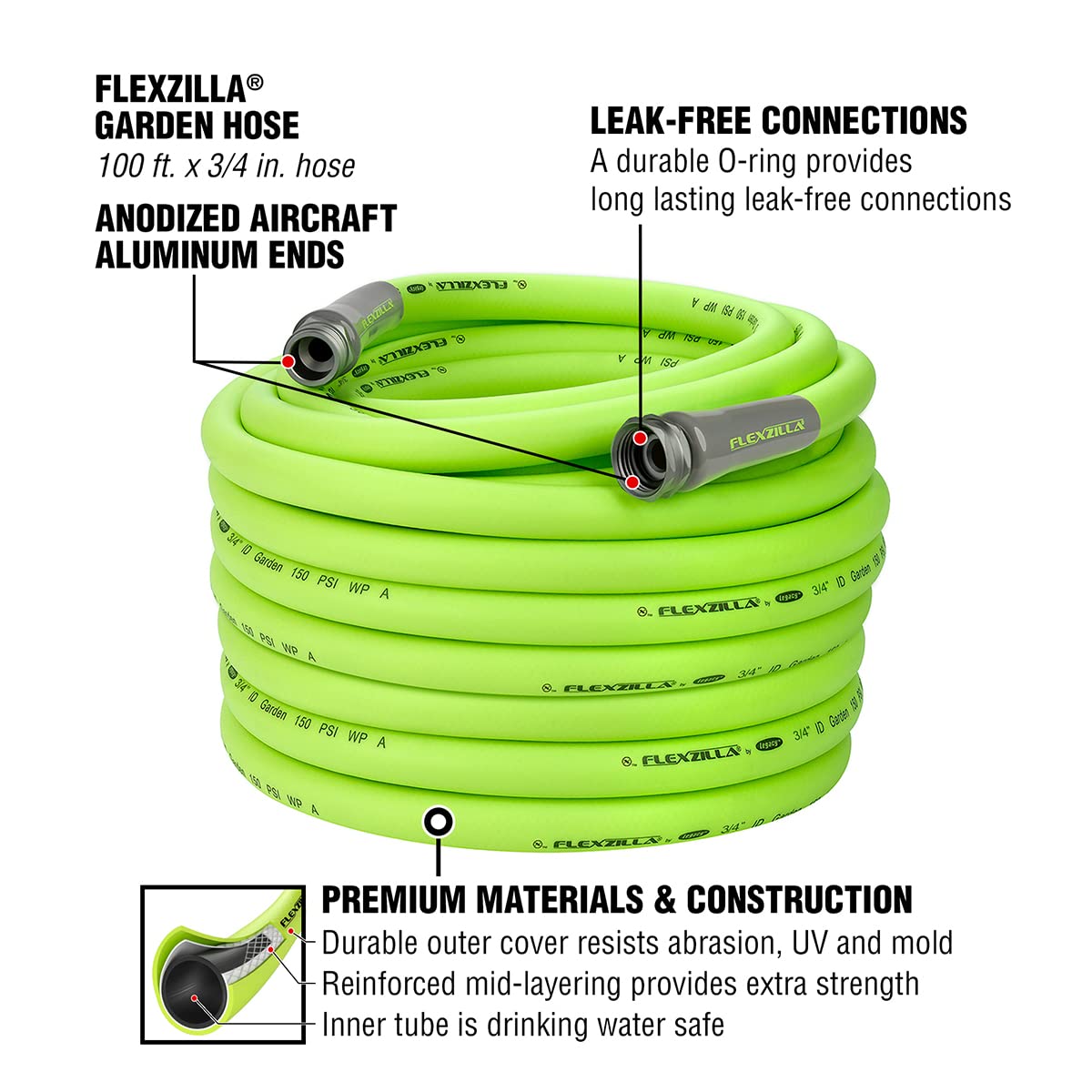 Garden Hose 3/4 in. x 100 ft. Lightweight All-Weather Water Hose A443855