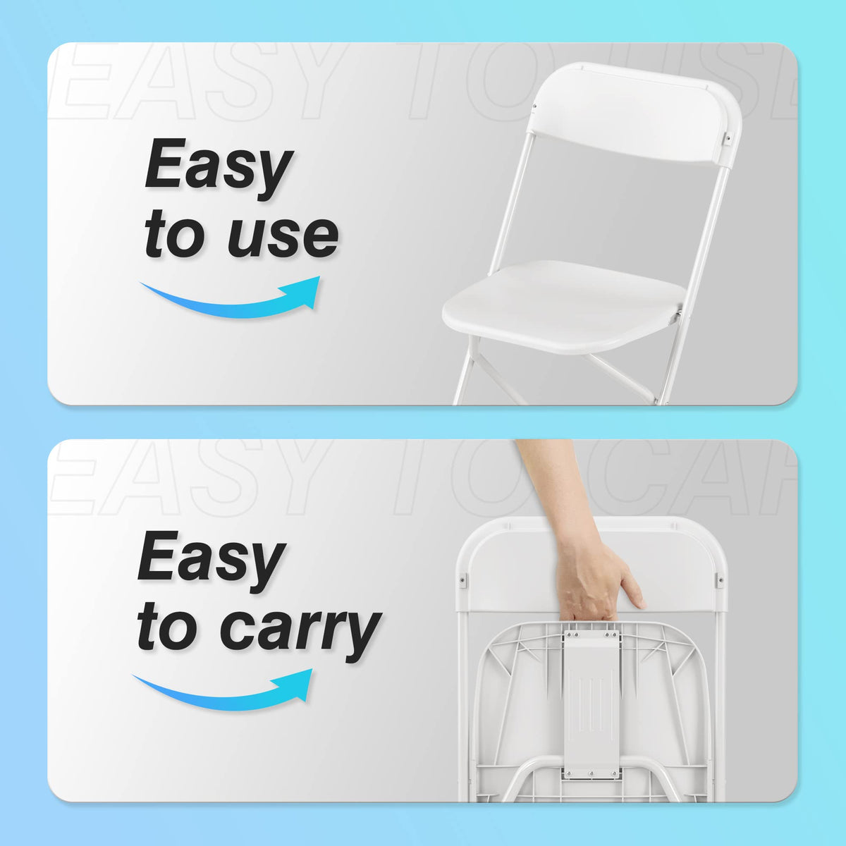 6 Pack White Plastic Folding Chair with Steel Frame Z7885