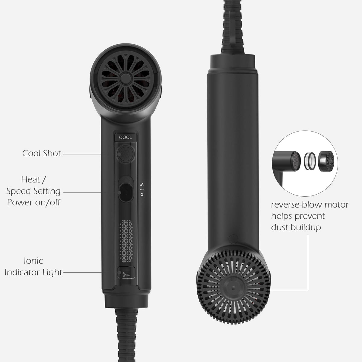 1875W Ionic Hair Dryer with 3 Attachments C658067
