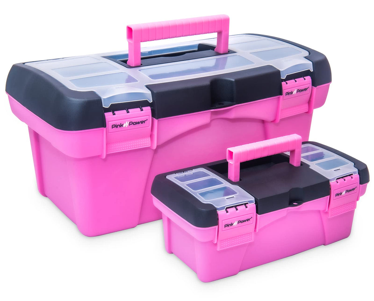 Pink Plastic Tool Box with Handle 2 Pack S948
