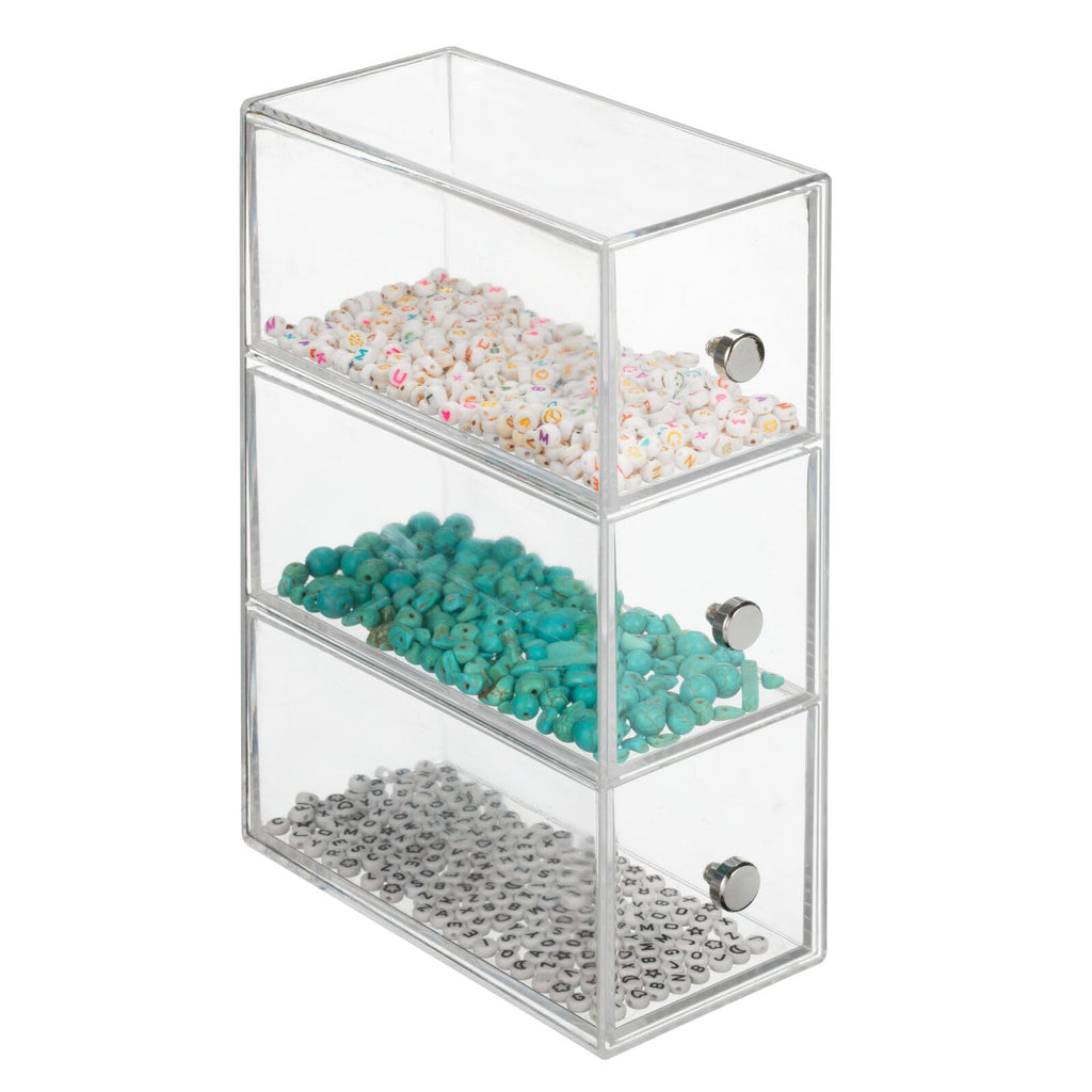 Clear 3 Drawer Plastic Stackable Desktop Organizer, 2 Pack T6734