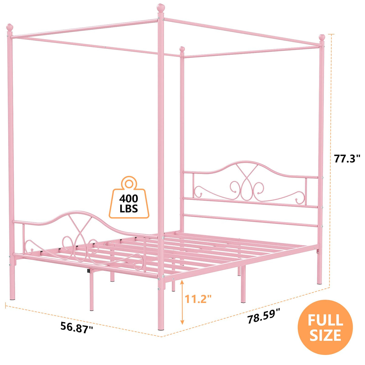 Full Size Canopy Bed Frame with 4 Posters O555