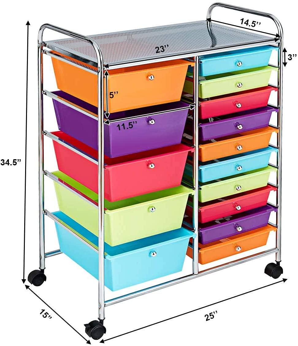 15 Drawer Rolling Storage Cart D1162