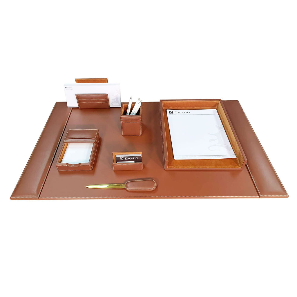 Rustic Brown Leather Desk Set, 7-Piece Z824925