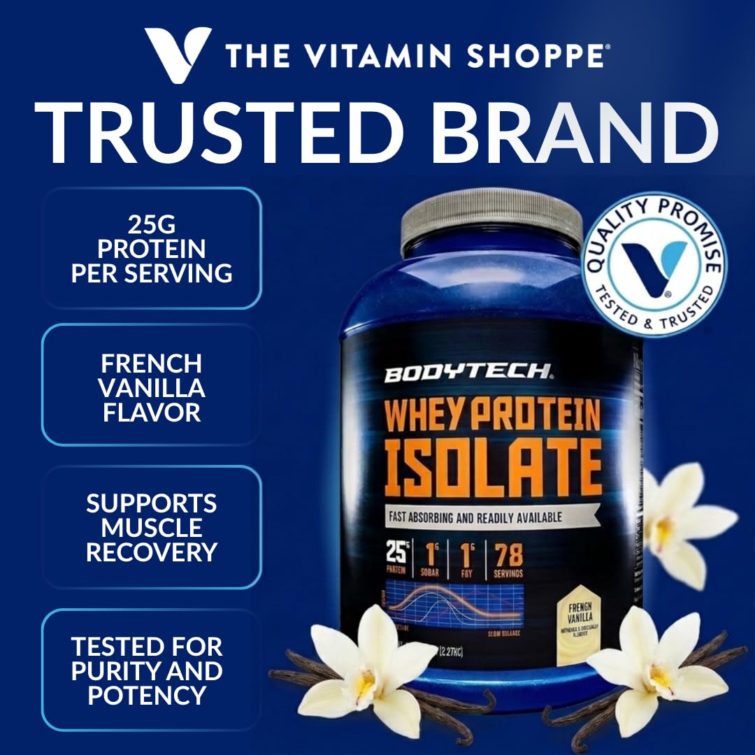 Whey Protein Isolate Powder, French Vanilla, 5 lb B98891