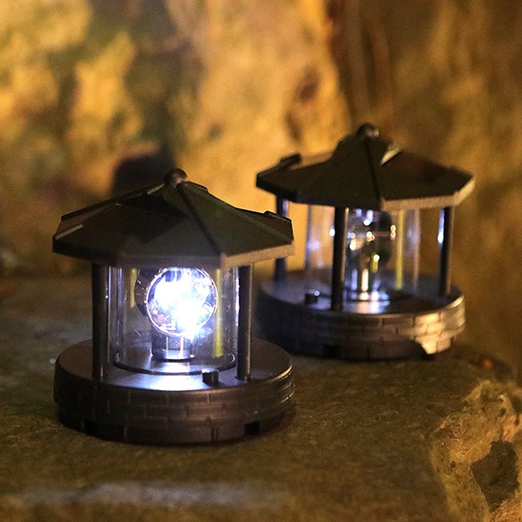 2 Pieces Solar Powered Lighthouse Shape Light R545