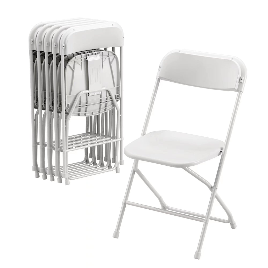 6 Pack White Plastic Folding Chair with Steel Frame Z7885