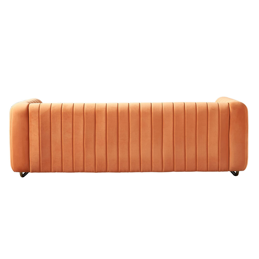 Orange Velvet 3 Seat Sofa O9310