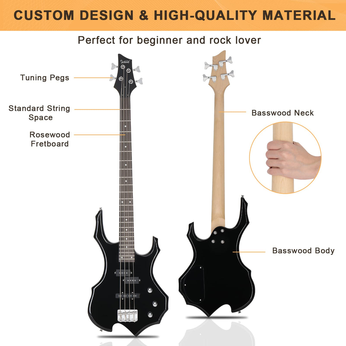 Electric Bass Guitar 4 Strings Black N882717