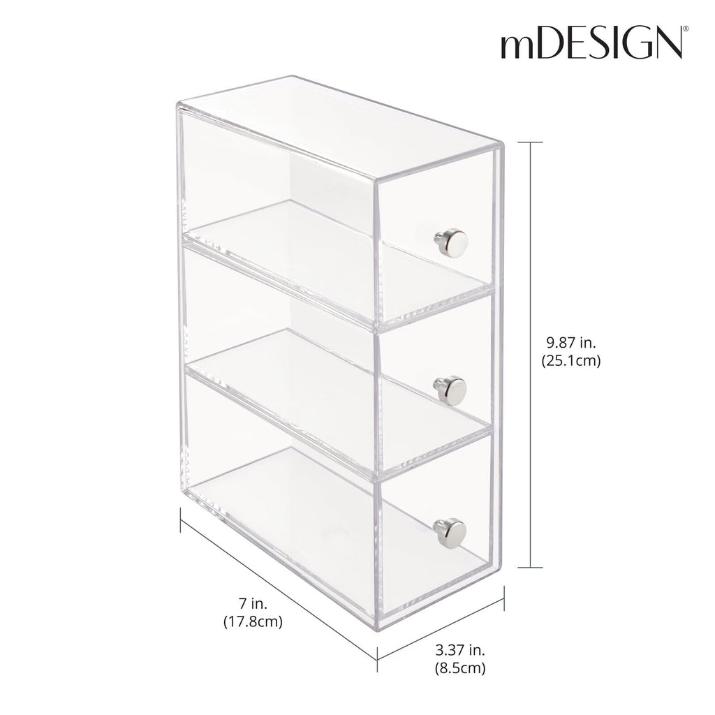 Clear 3 Drawer Plastic Stackable Desktop Organizer, 2 Pack T6734