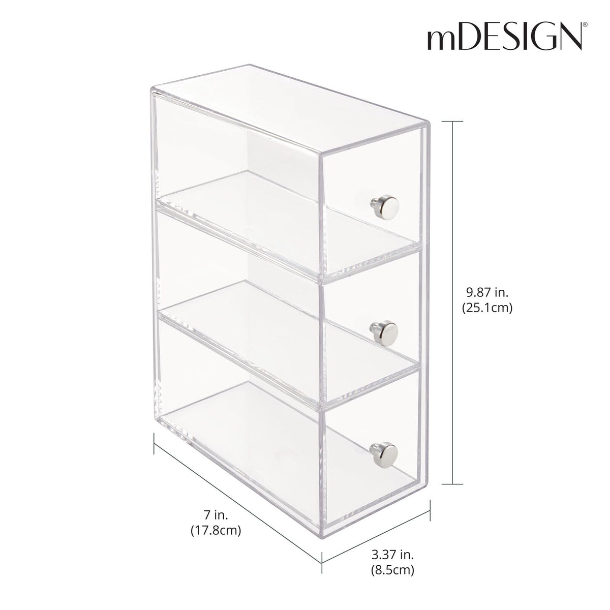 Clear 3 Drawer Plastic Stackable Desktop Organizer, 2 Pack T6734
