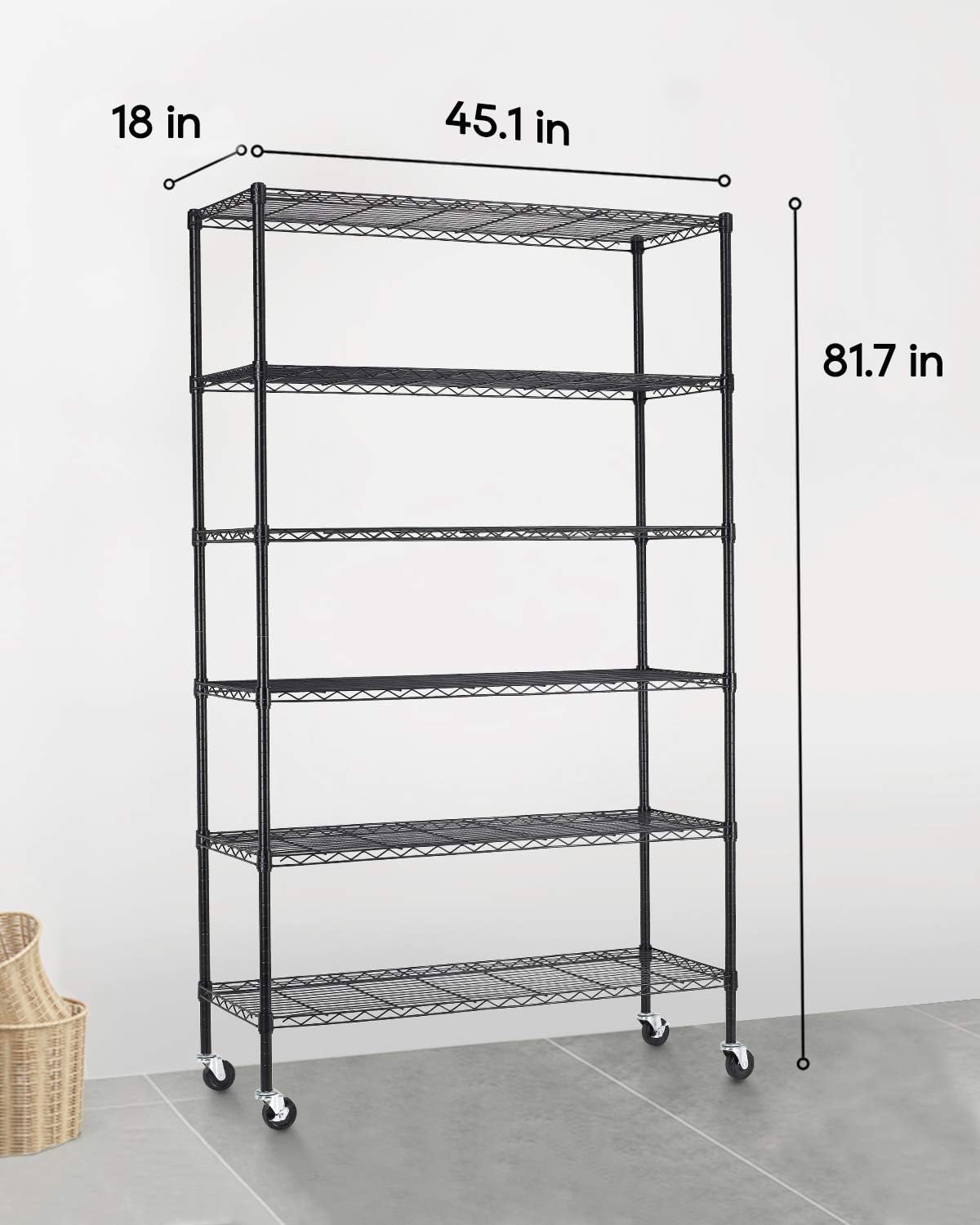 6 Tier Steel Wire Shelving Unit with Wheels W823564