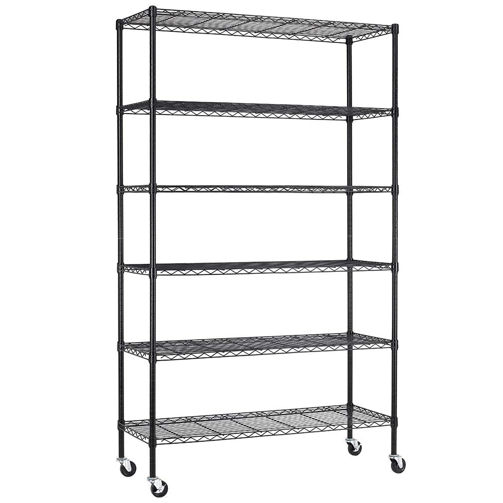 6 Tier Steel Wire Shelving Unit with Wheels W823564