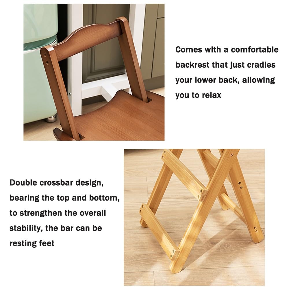 Bamboo Folding Stool with Backrest S9541
