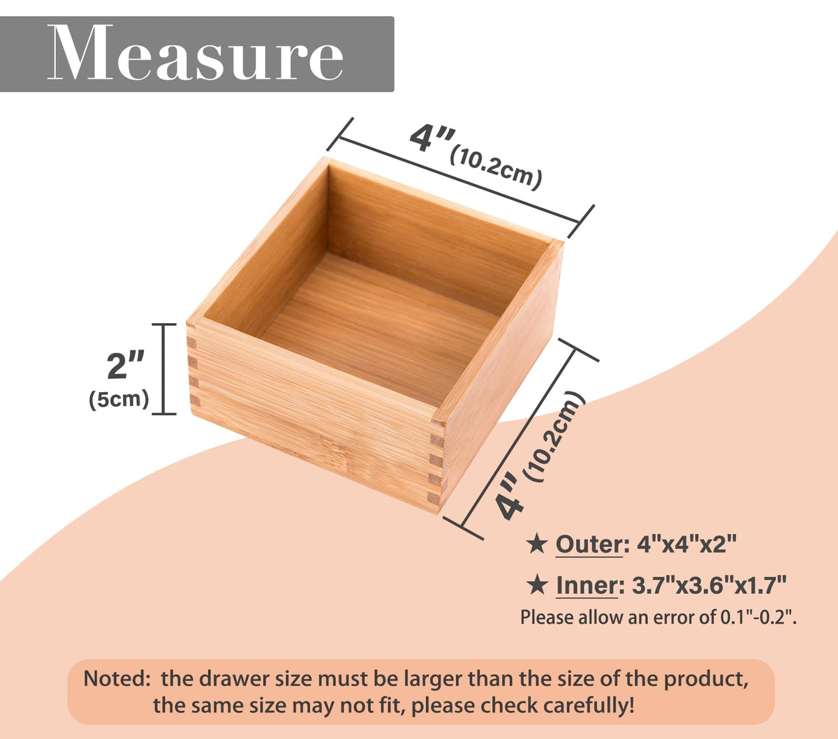 Bamboo Organizer Storage Boxes 4"*4" U380641