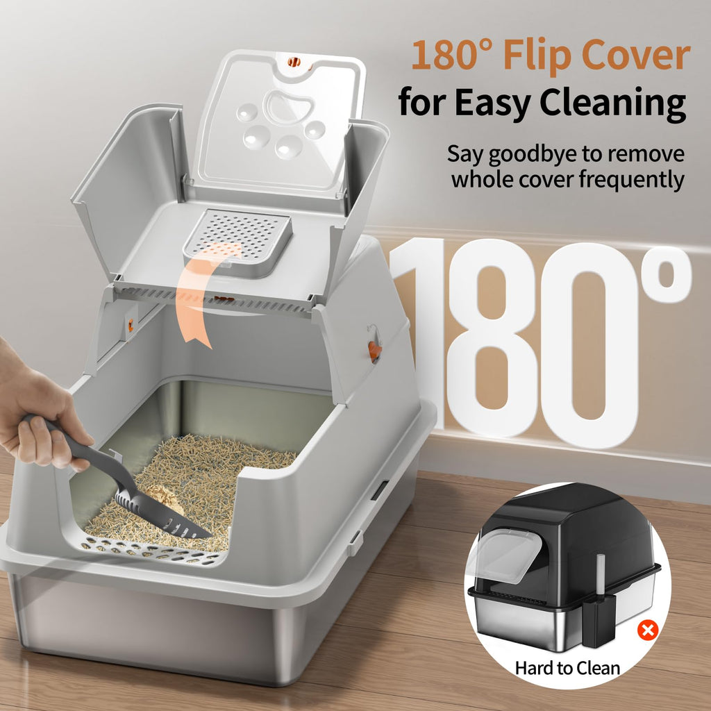 Stainless Steel XL Cat Litter Box with Lid L57893