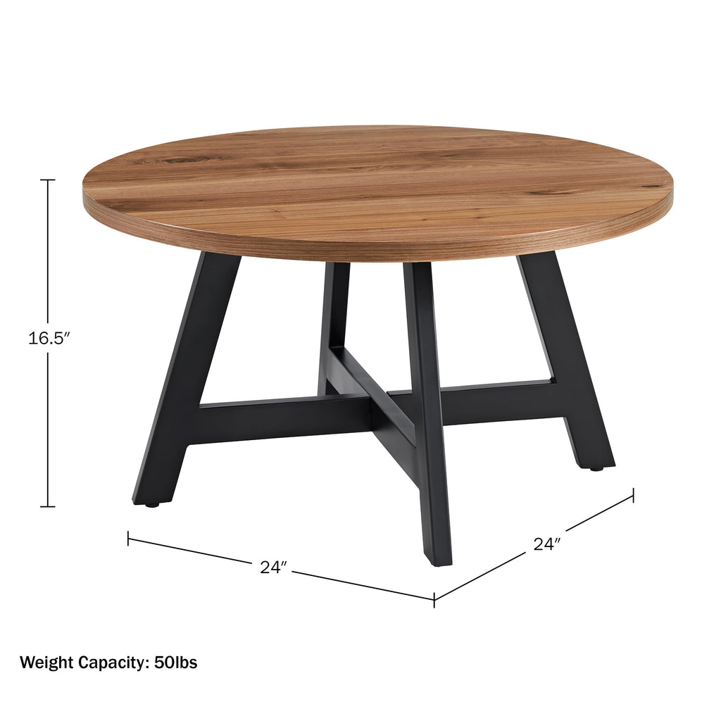 Round Wood Top Metal Base Coffee Table O67208