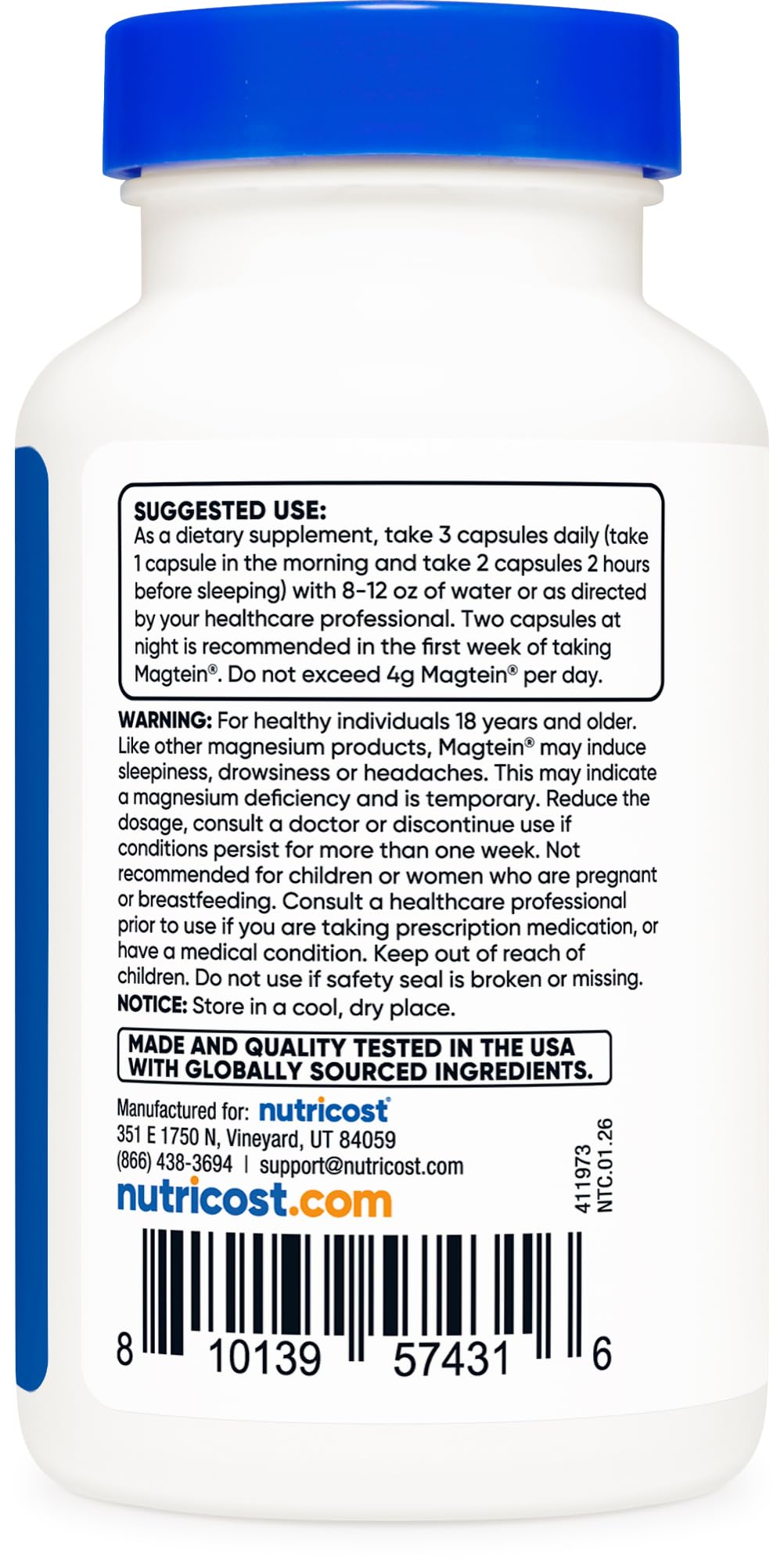 Magnesium L-Threonate 2,000mg 90 Capsules B76720