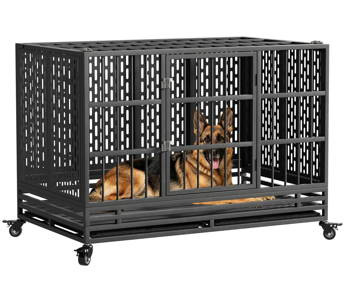 48 Inch Heavy Duty Metal Dog Crate with Wheels R74108