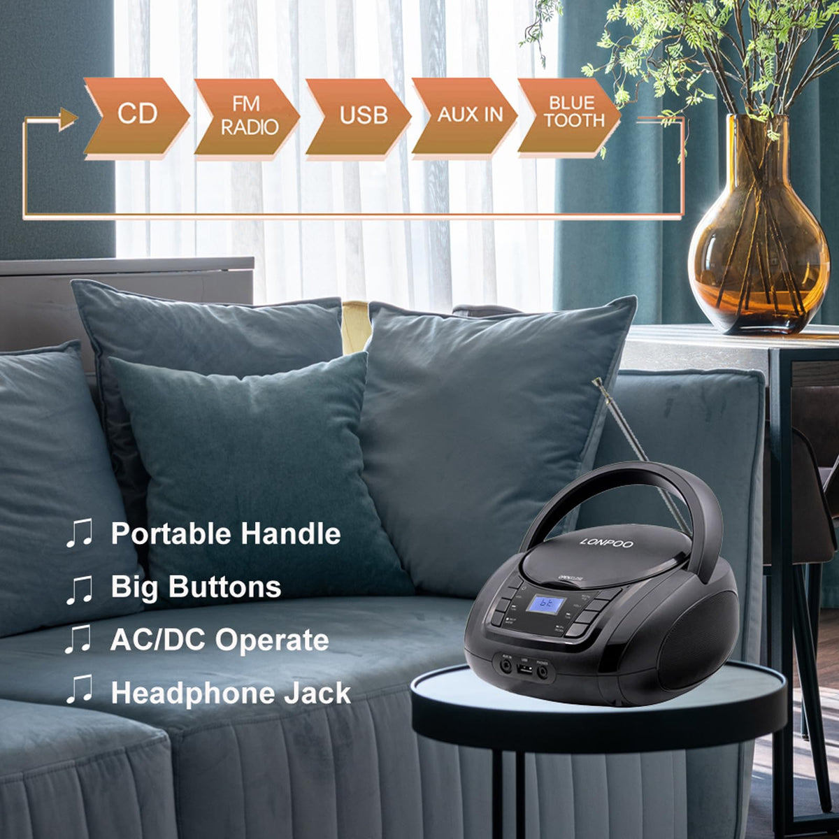 Portable CD Player Boombox with Speakers O62644