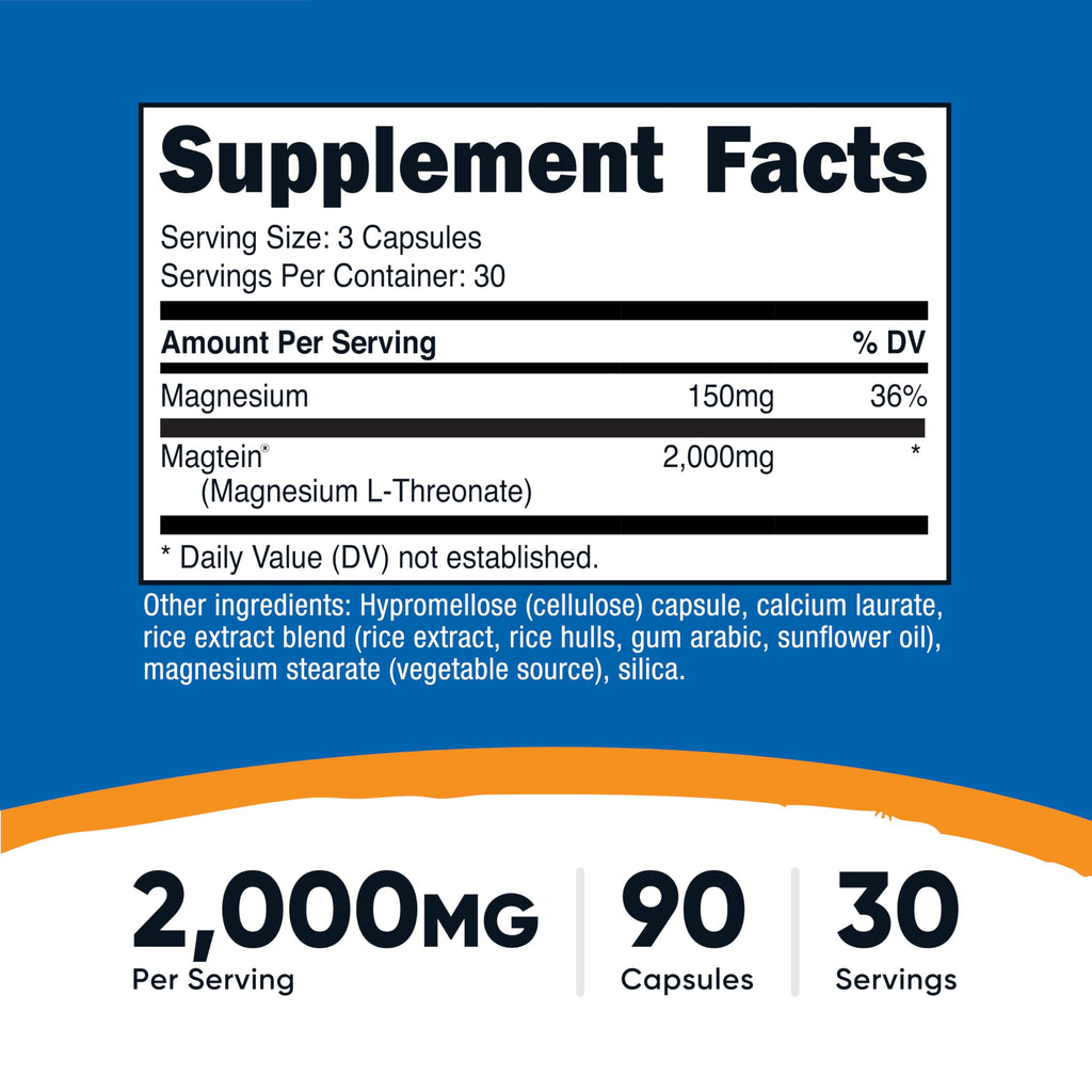 Magnesium L-Threonate 2,000mg 90 Capsules B76720