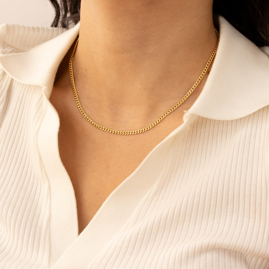 14k Gold Hollow Cuban Link Chain Necklace W583
