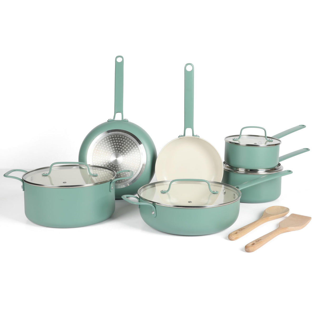 12 Piece Nonstick Ceramic Aluminum Cookware Set Teal Z14281