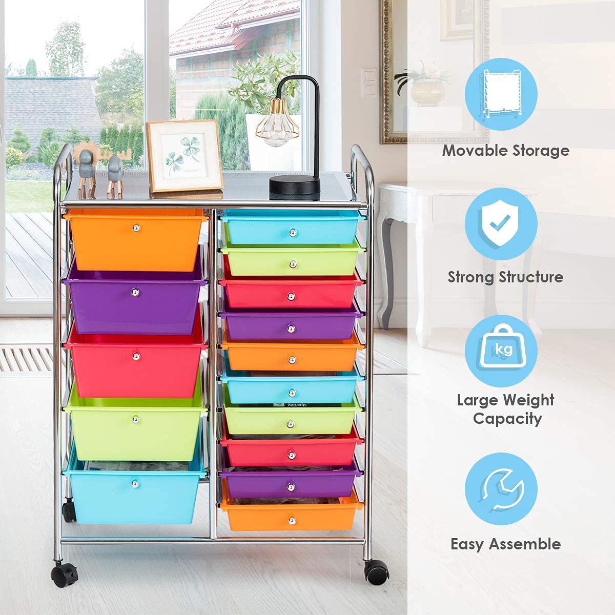 15 Drawer Rolling Storage Cart D1162