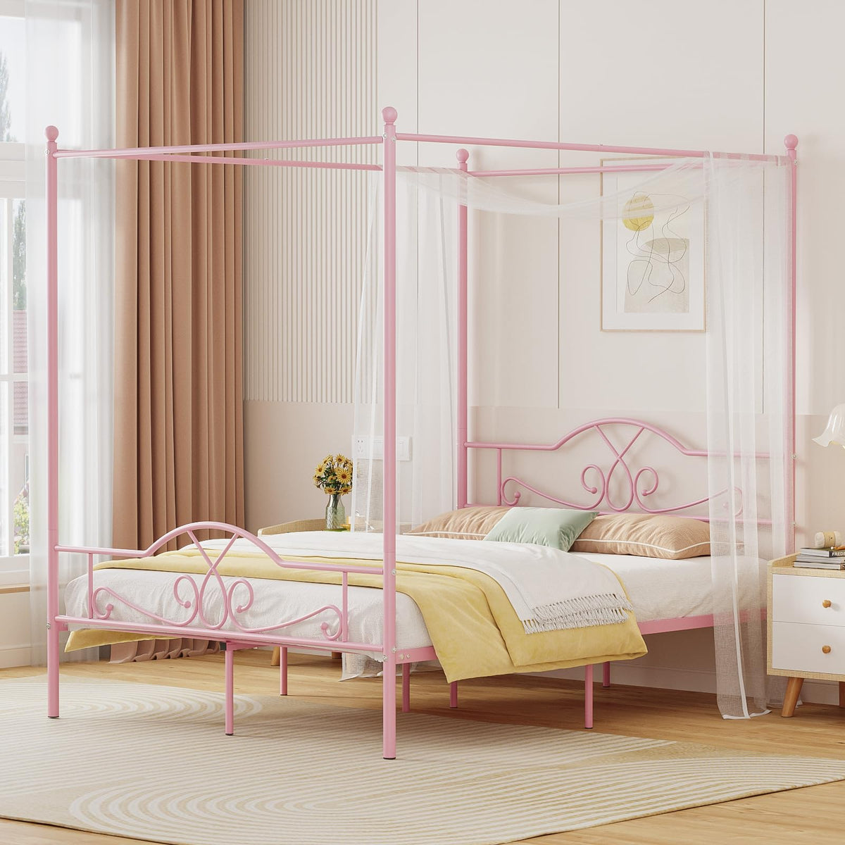 Full Size Canopy Bed Frame with 4 Posters O555