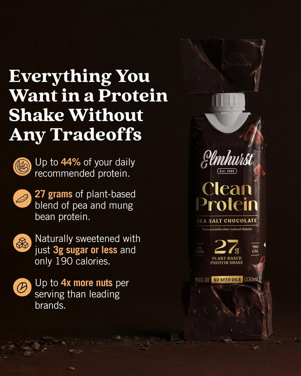Sea Salt Chocolate Vegan Protein Shakes 11 Ounce 12-Pack X5235