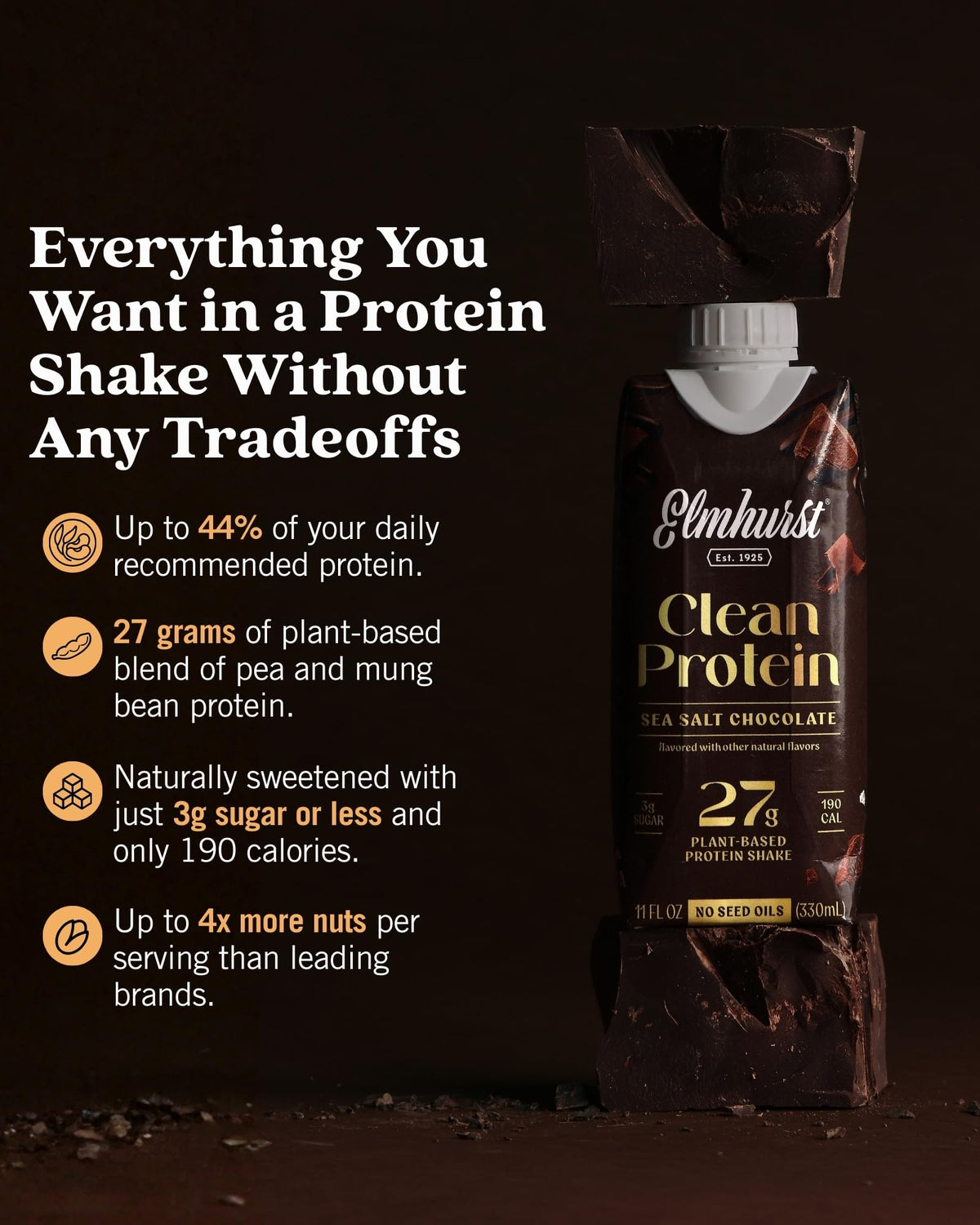Sea Salt Chocolate Vegan Protein Shakes 11 Ounce 12-Pack X5235