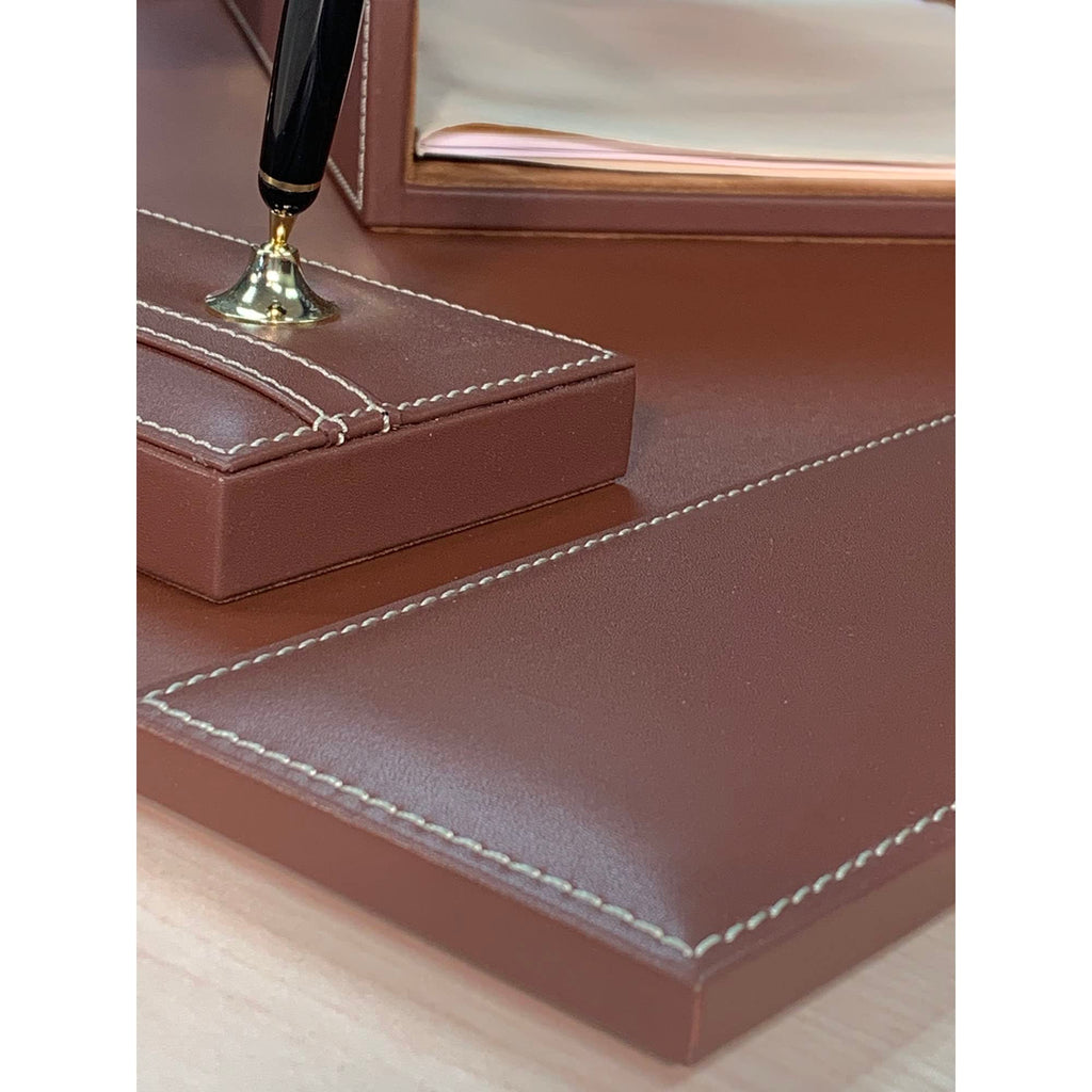 Rustic Brown Leather Desk Set, 7-Piece Z824925