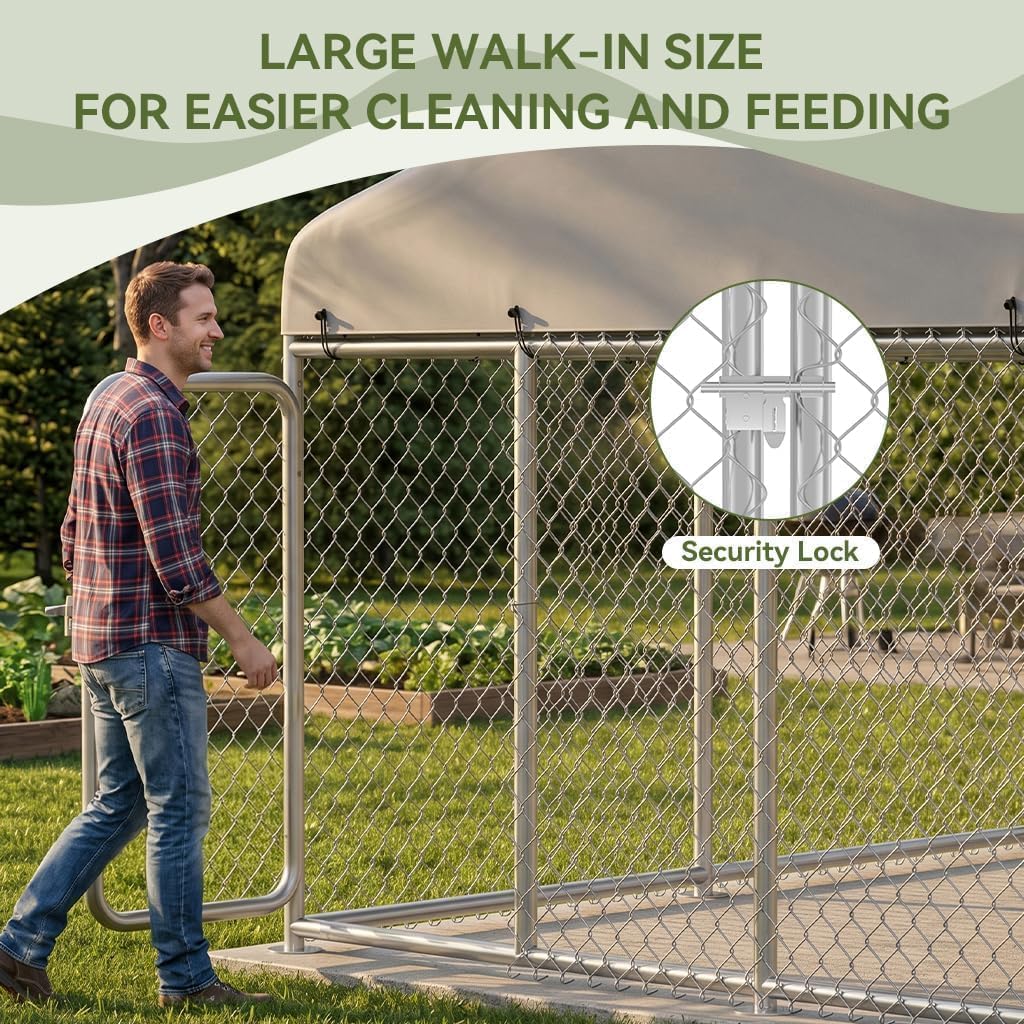 7.55x7.55ft Metal Outdoor Dog Kennel with Roof T424