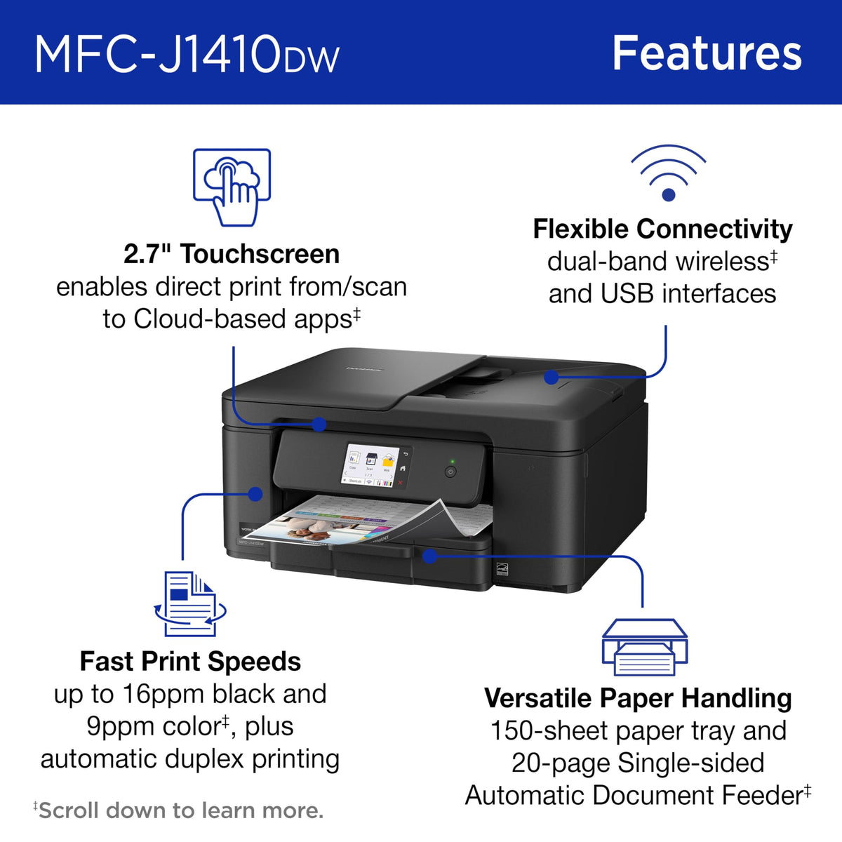 Wireless Color Inkjet All-in-One Printer with Touchscreen and Automatic Duplex Printing I63287