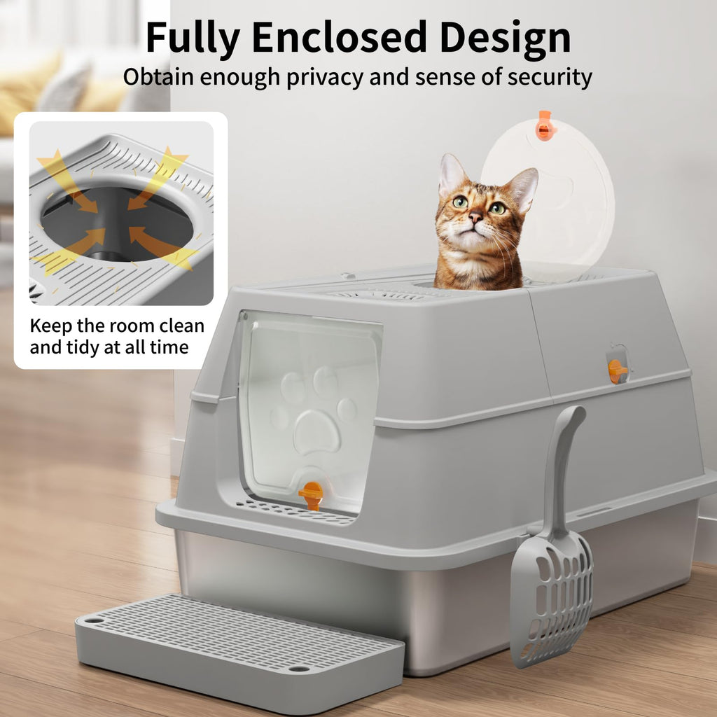 Stainless Steel XL Cat Litter Box with Lid L57893