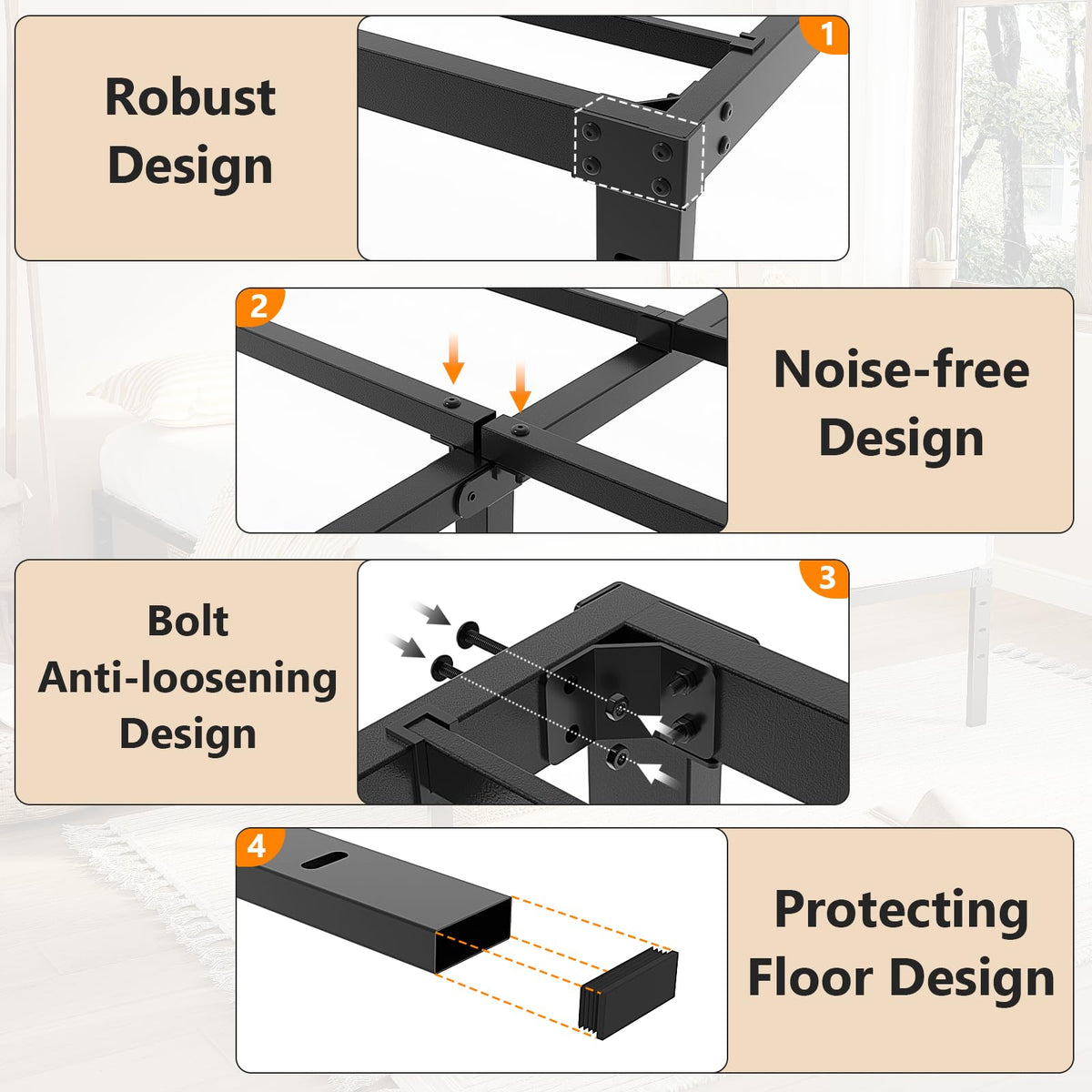 14 Inch Queen Metal Platform Bed Frame with Underbed Storage G3573