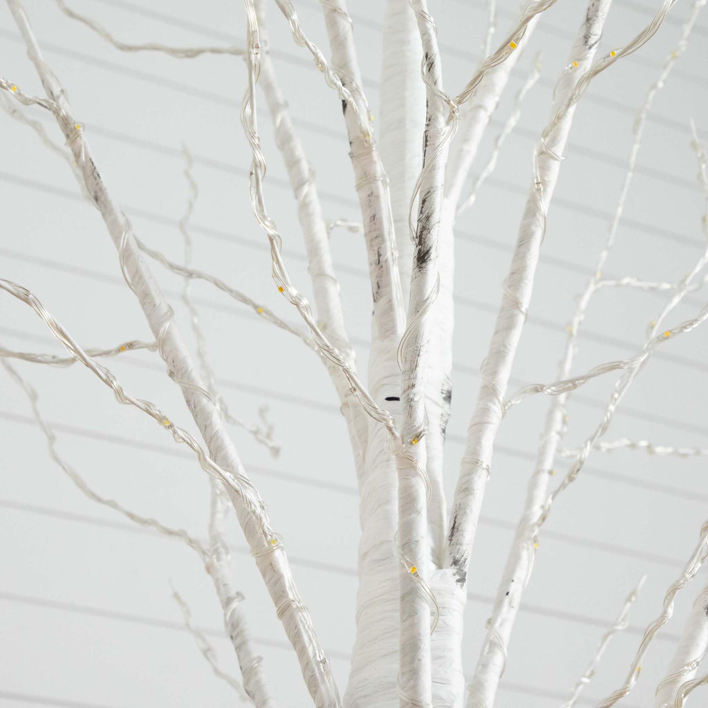7-FT Pre-lit Artificial White Birch Tree with LED Lights U369