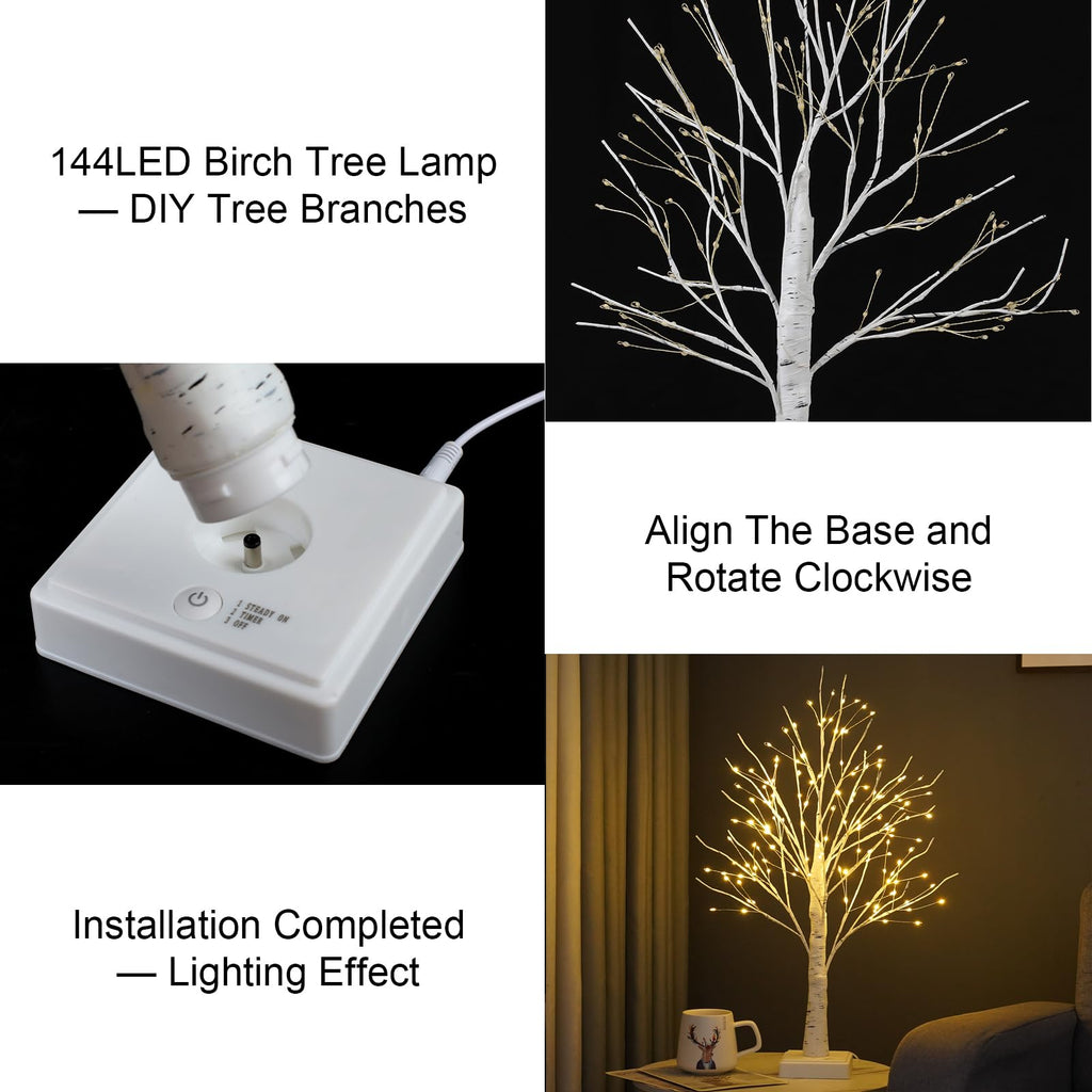 144 LED Birch Tree Lights with Remote Control K922237