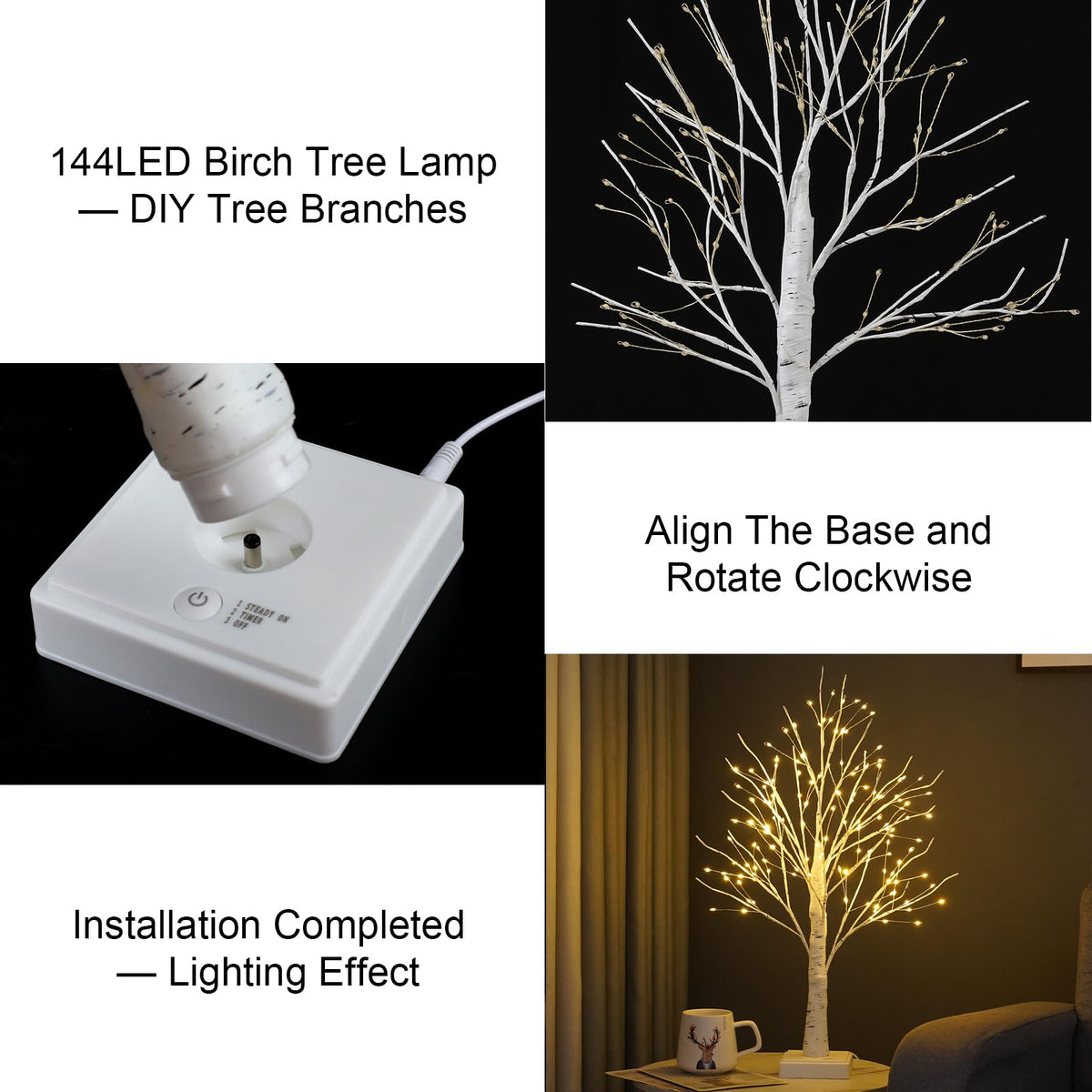 144 LED Birch Tree Lights with Remote Control K922237