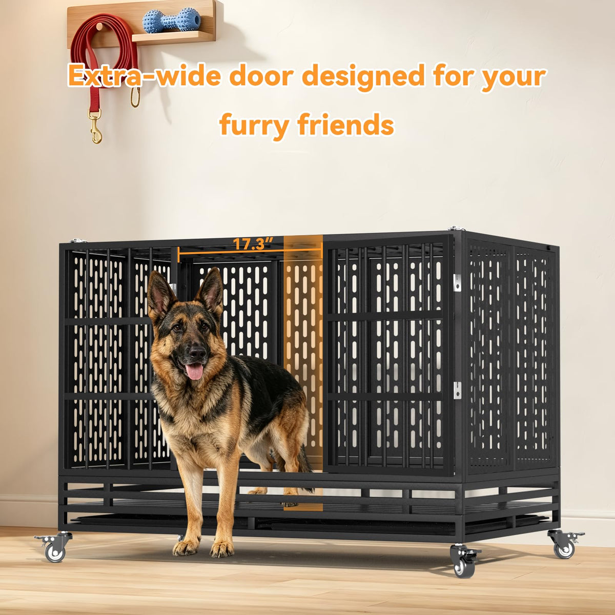 48 Inch Heavy Duty Metal Dog Crate with Wheels R74108
