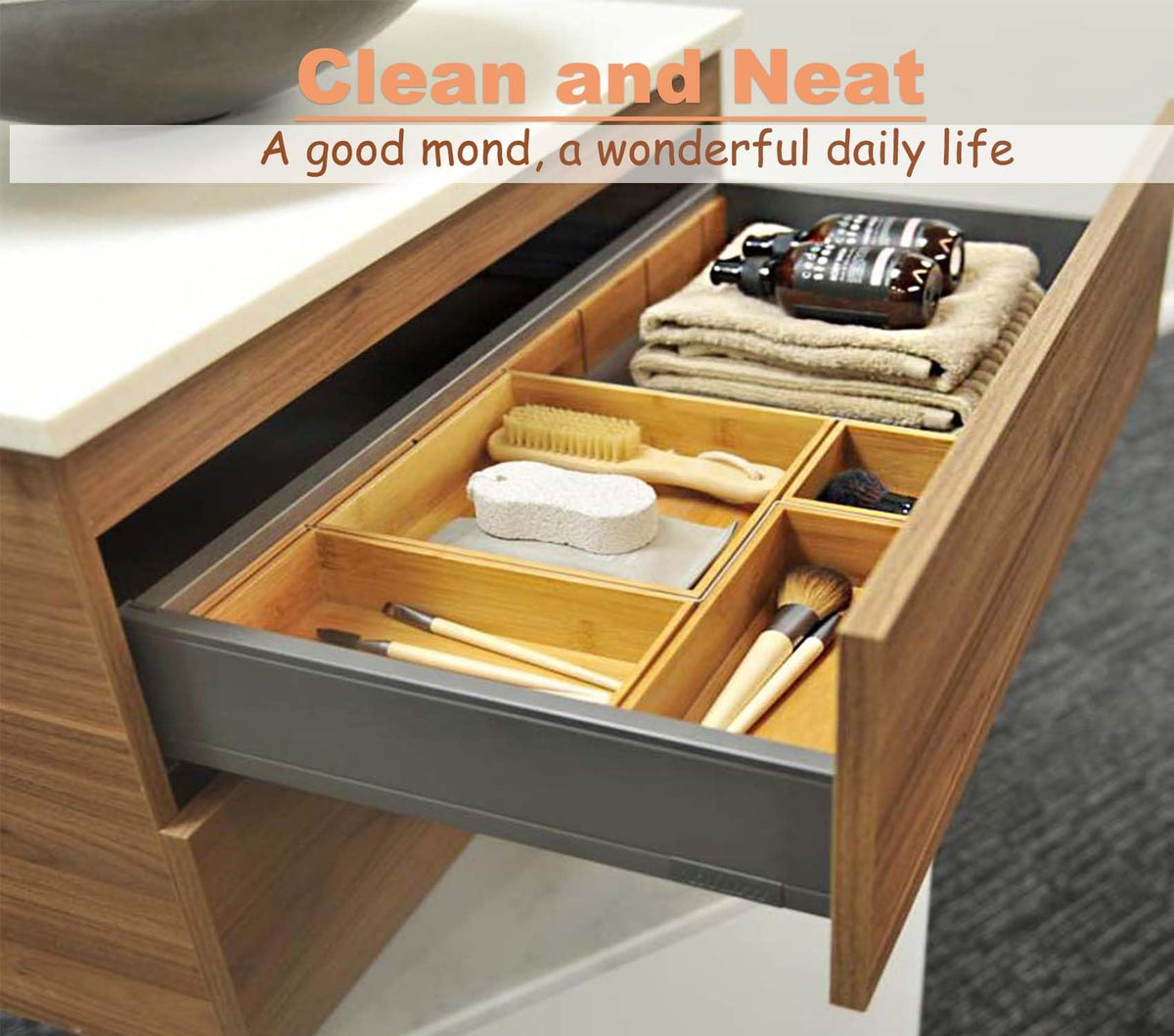 Bamboo Organizer Storage Boxes 4"*4" U380641