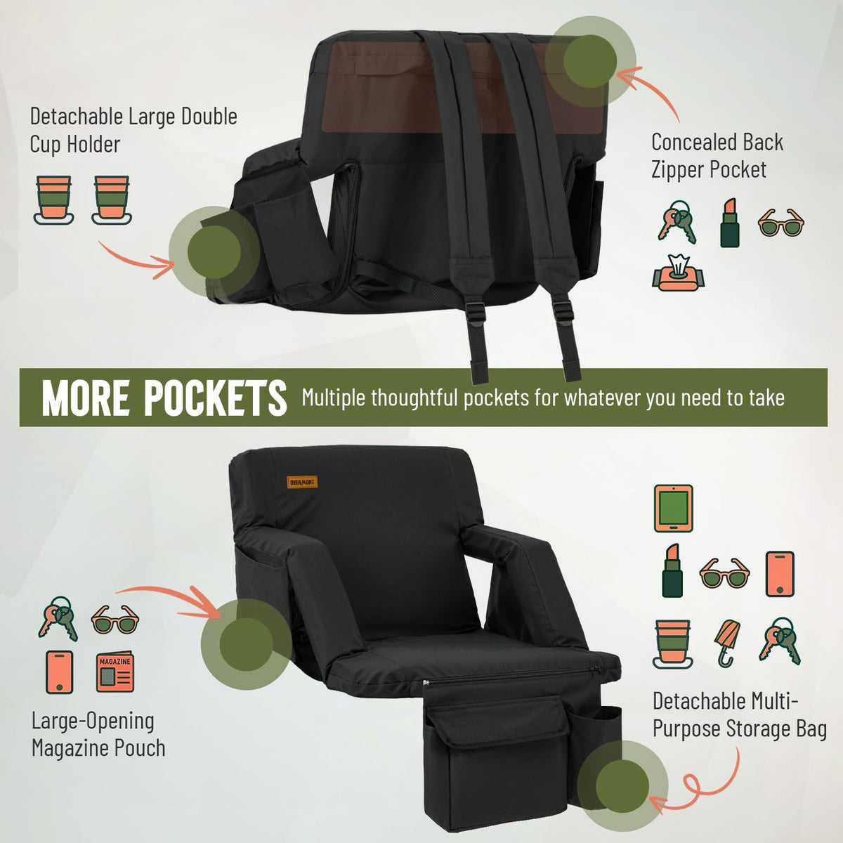 Stadium Seat with Back Support and Armrests N4979