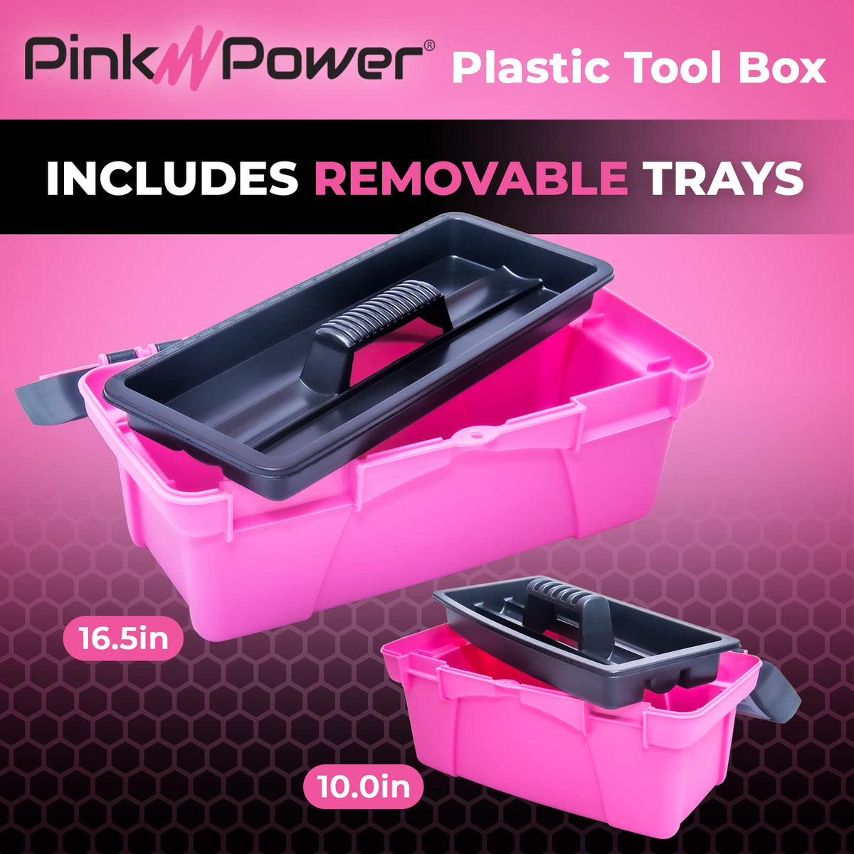 Pink Plastic Tool Box with Handle 2 Pack S948