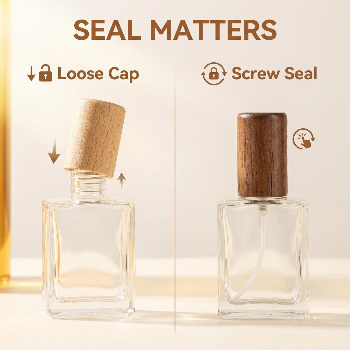 2 Pcs 15ml Clear Mini Glass Perfume Bottle with Wood Lid O871465
