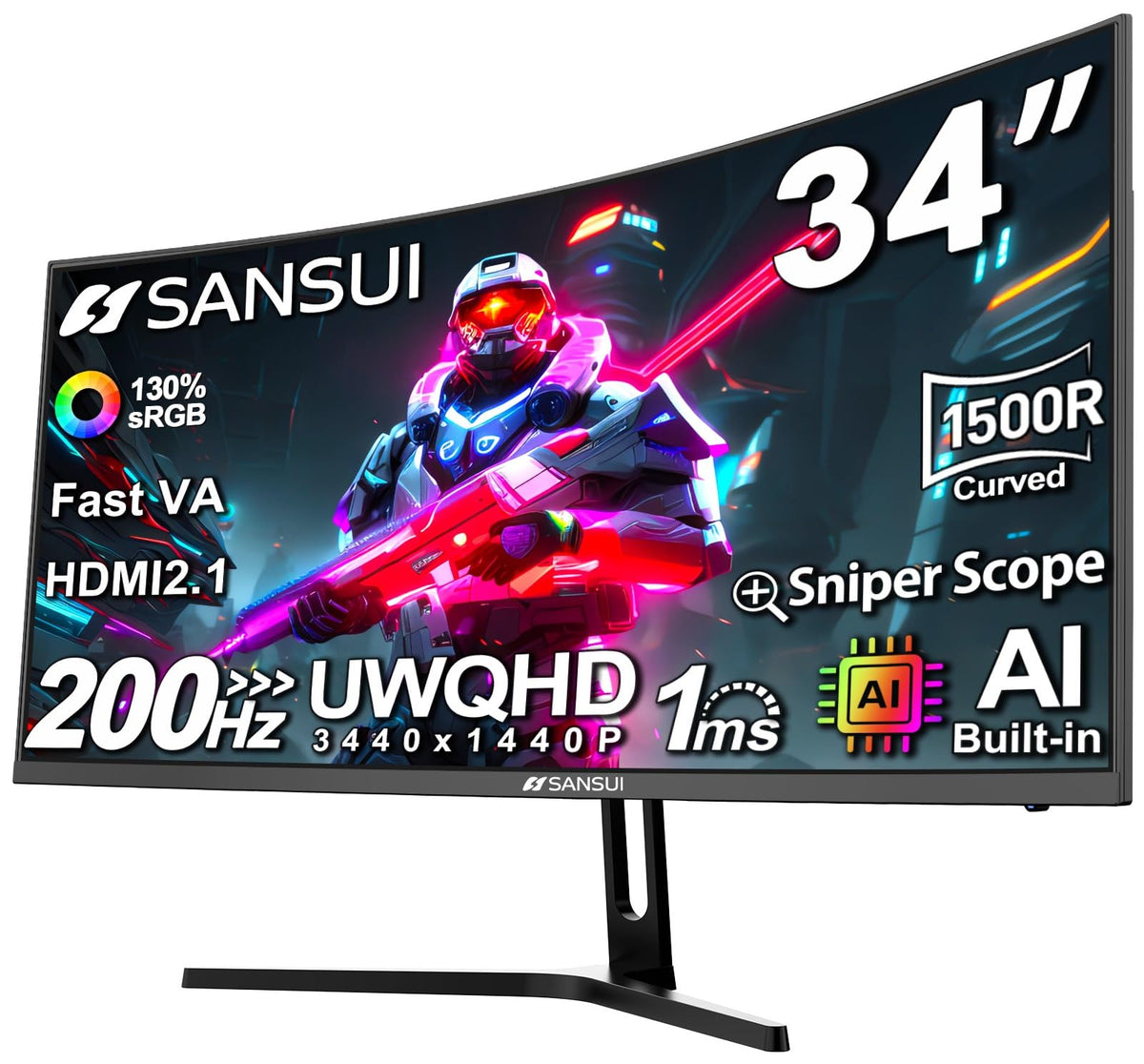34-Inch Curved Ultrawide Gaming Monitor Y6953