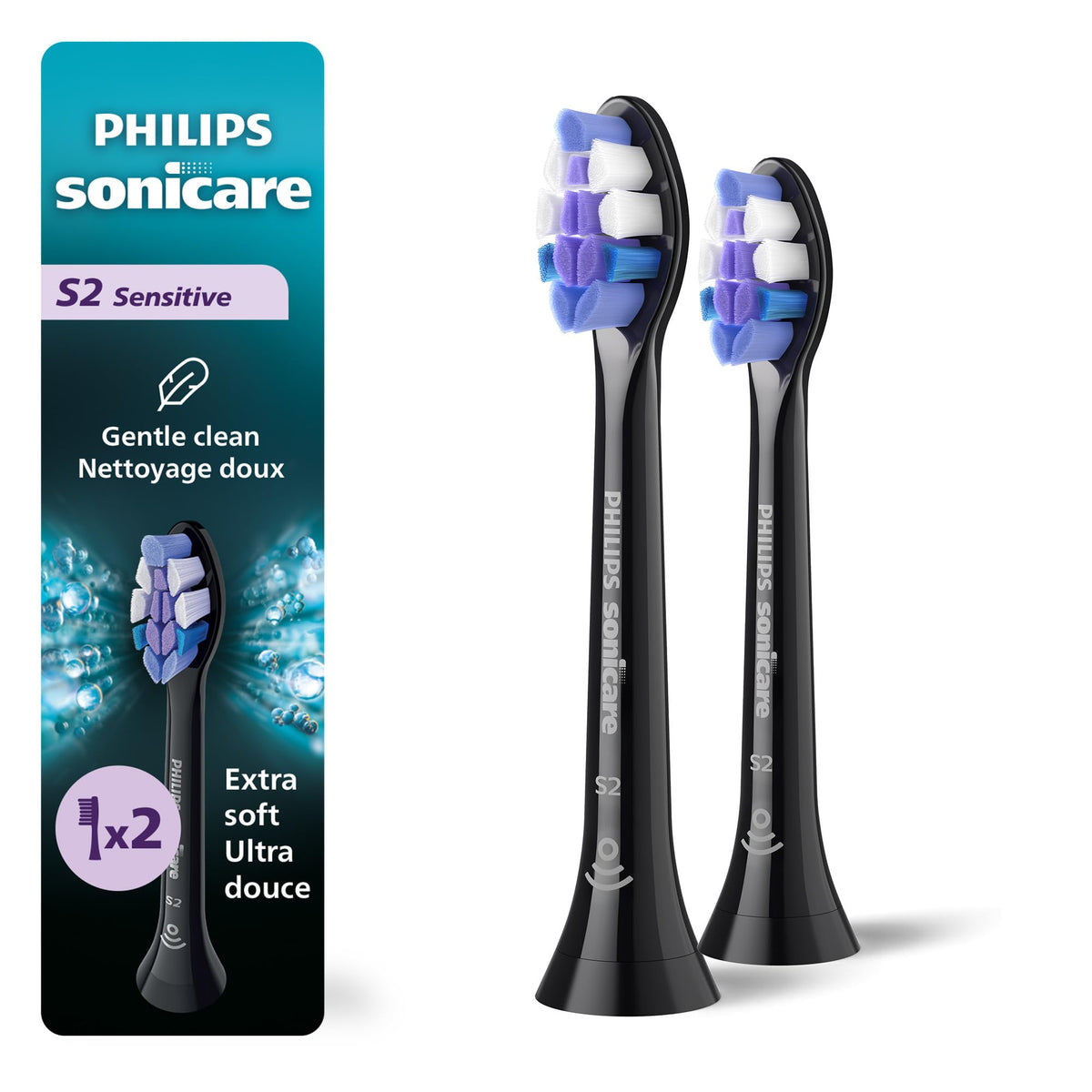 Black 2 Pack Replacement Electric Toothbrush Heads Y2409
